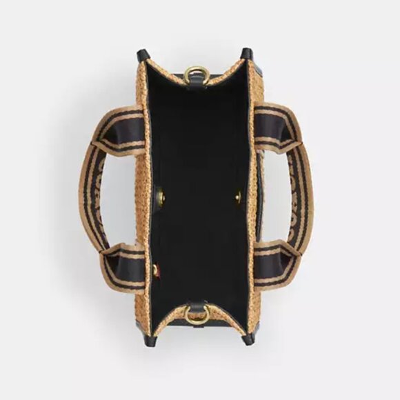 Coach Smith Tote 24 Small Leather Brown Straw Crossbody Bag CAL89 ORG PKG - Picture 10 of 11